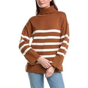 English Factory Womens  Turtleneck Stripe Sweater, Brown